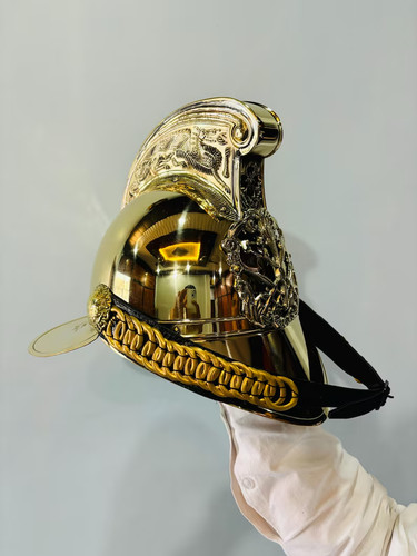 Antique brass fireman helmet - brass,