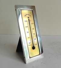 Desk Thermometer. Vintage Solid Silver Desk Thermometer Easel Becked. Hallmarked
