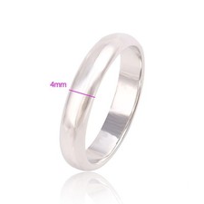 9ct 9K White Gold Plated Men Girl Plain Wedding Band Ring All Sizes W=4mm,2051UK