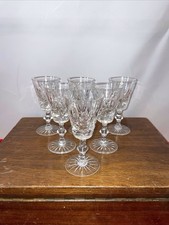 Cut Glass Crystal Wine Sherry Glasses X6 13.5cm Tall Excellent Condition