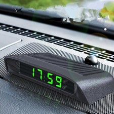 Car Clock Thermometer Solar Powered USB Digital Time Temperature Meter Dashboard