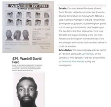FBI Wanted Poster. Wardell
