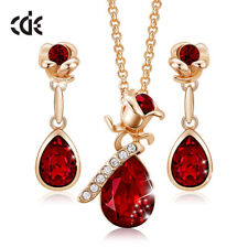 CDE Jewellery Gift Women Love Heart Rose Gold Necklace Swarovski Crystal Jewelry