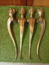Vintage Brass Table Legs Woman Face Design Set 4
