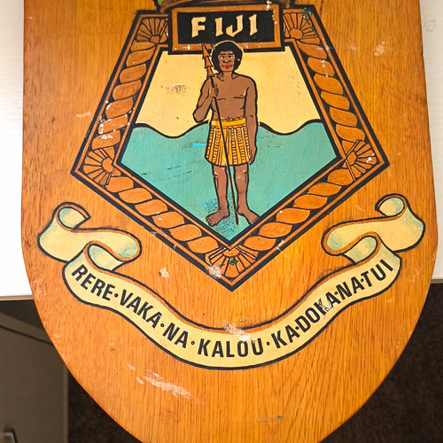 Hms fiji wooden shield - fiji,