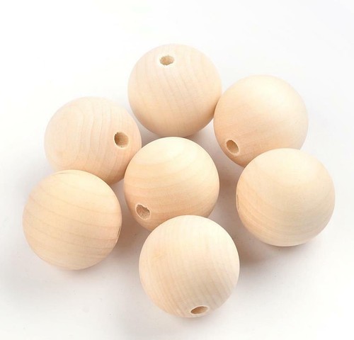 Natural round wooden - natural, beads