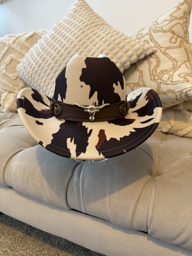 Cowboy cowgirl cow print hat - cowgirl,