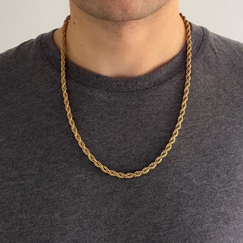 Gold thick rope chain - gold,