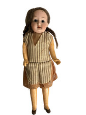 Antique German Bisque Schoenau Hoffmeister 1909 Miniature Mignonette Doll 9.5”