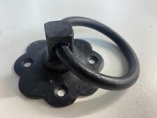 Black Ring Latch Waxed Retro Look Hand Forged With Screws For Gate Handle