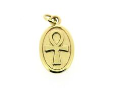9 ct gold Ankh pendants oval yellow solid 375 millennium hallmark vintage smooth