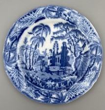 Antique English Davenport Georgian Plate Chinoiserie Ruins Pattern 17cm Small
