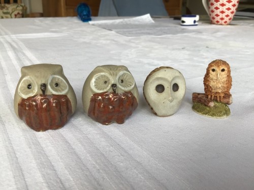 Vintage ceramic owls 4 items - owls,