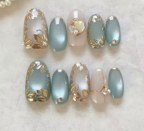 24pcs blue gold luxury press - 24pcs,