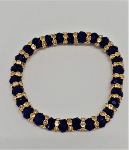 Dark blue glass beads bracelet - dark,