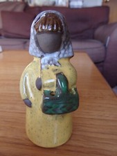 JIE POTTERY SWEDEN WOMAN WITH BASKET FLOWER BUD VASE FIGURINE BY ELSI BOURELIUS