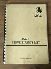 MG MGC BODY SERVICE PARTS LIST