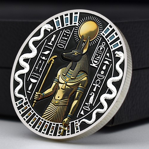 Black silver anubis beetle - silver,