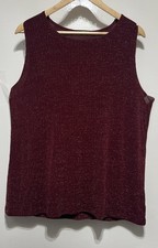 Vintage C&A  - Vest Top - Wine Red - Glitter Sparkle Effect UK 18 - 20 Stretchy