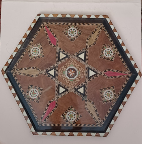 Vintage hexagonal inlaid wood - vintage,