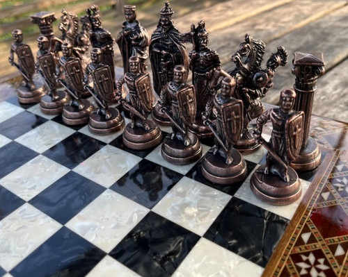 Antique crusaders chess set - crusaders,