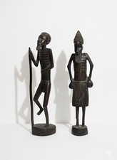 Vintage African Hand Carved Wooden Figures – Tribal Art Sculptures –Ebony Style