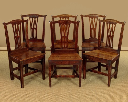 Antique set oak country - set, 6