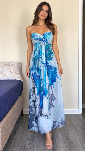 Coast silk blue print maxi - blue,