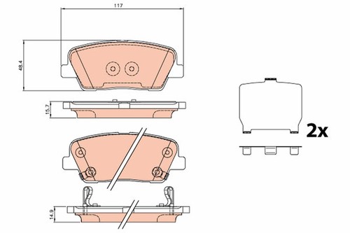 Rear trw gdb3624 brake - rear, pad
