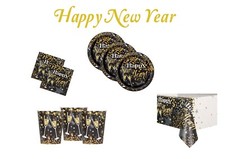 New Year Party Tableware Items Tablecover Cups Plates Napkins