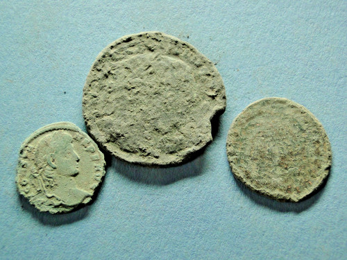 Roman coins uncleaned most - uncleaned,