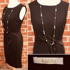 KALIKO Size 12-14 Black Dress Evening Wedding Stretchy Excellent