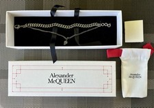 New, Boxed & Genuine ALEXANDER McQUEEN Crystal Skull Double-Chain Bracelet