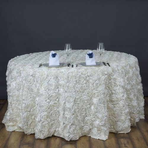 Ivory ribbon roses 120 round - roses,
