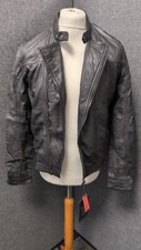 Pull & Bear genuine Leather Biker Jacket UK M LN140 CC 11