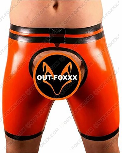 Rubber crotchless shorts - rubber,