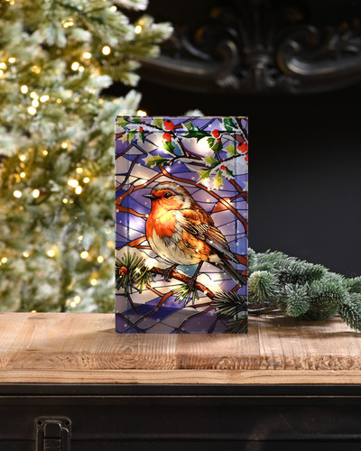 Stained glass robin decoration - stained,