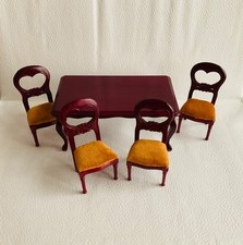 1:12 scale Dolls house Miniature Mahogany Dining Table & 4 Chairs
