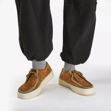 BNIB Mens Clarks Originals WALLABEE CUP Tan Corduroy Shoes Size UK 10 G