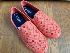 New Sperry Seaside Nautical Coral Slip On Women Size 8M