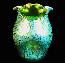 SUPERB LOETZ CRETA PAPILLON PATTERN PINCHED & WAVE TOP IRIDESCENT GLASS VASE