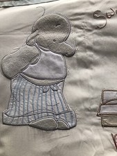 izziwotnot Cotton Nursery Curtains Lined Tab Top Picture Embroidered 52 X 60’