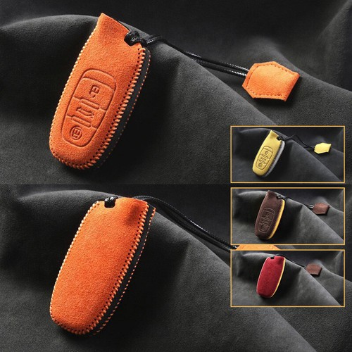 Suede leather car remote key - leather,