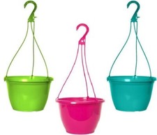 2 x 25cm Plastic Hanging Basket Planter Outdoor Garden Wall Flower Plant Pot