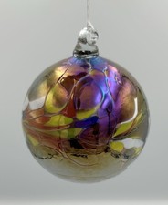 Iridescent Hand Blown Glass Ball Hanging Orb Globe Friendship Ball Ornament