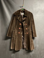 Vintage Double breasted velvet material Italian Overcoat. Brown. 