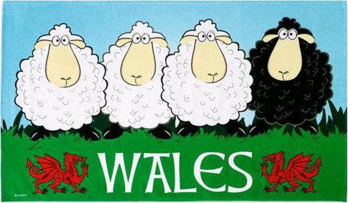Welsh tea towel - towel, black