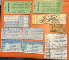 British Invasion of concert ticket stubs. Stones, Who, Ringo, Bowie, Elton +