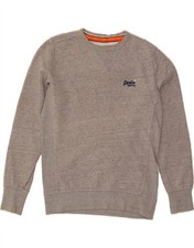 SUPERDRY Mens Sweatshirt Jumper Large Grey Flecked Cotton DV52