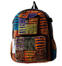 Handcrafted Bohemian Patchwork Backpack | Hippie Festival Rucksack with Mushroom